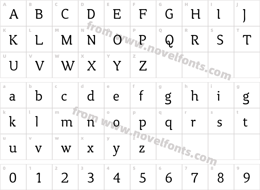 Tyke ITC Std LightCharacter Map