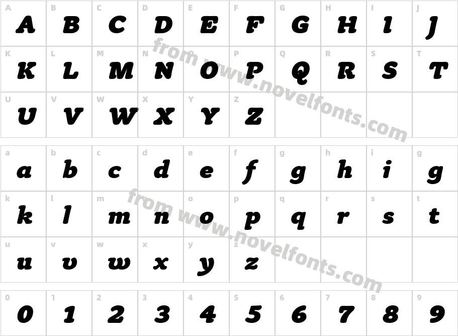 TykeITCStd-BlackItalicCharacter Map