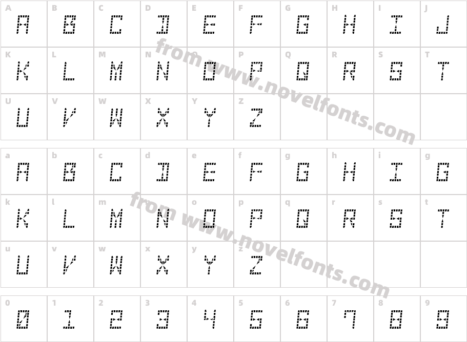 28-Segment LED DisplayRegularCharacter Map