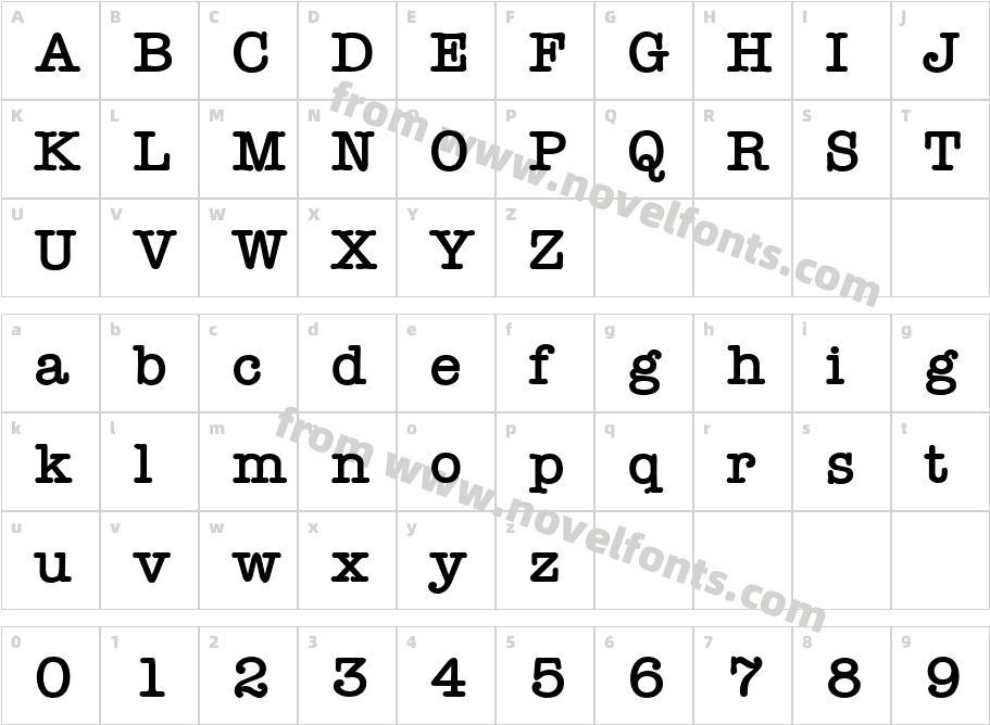 Typewriter BoldCharacter Map