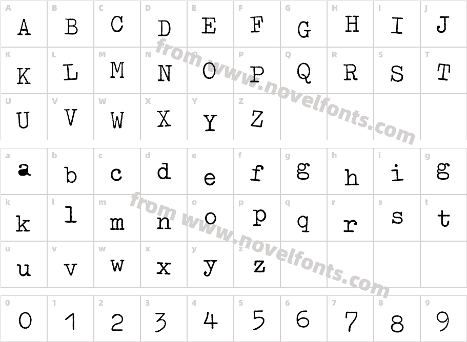 Typewriter-AlternateCharacter Map