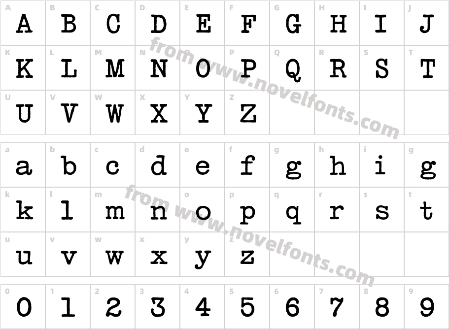 Typewriter-DisplayCharacter Map