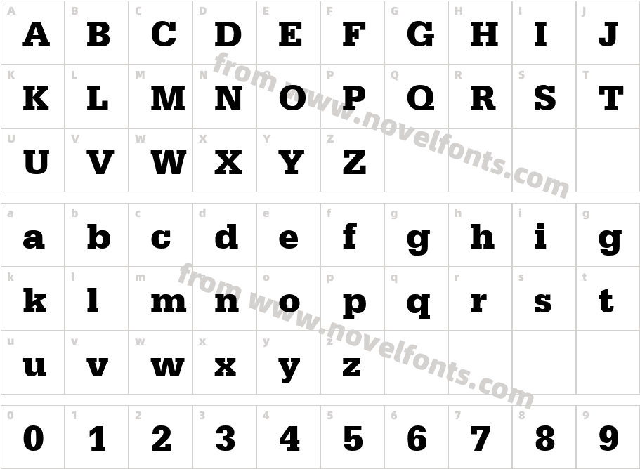 TypewriterBlackBoldSWFTECharacter Map