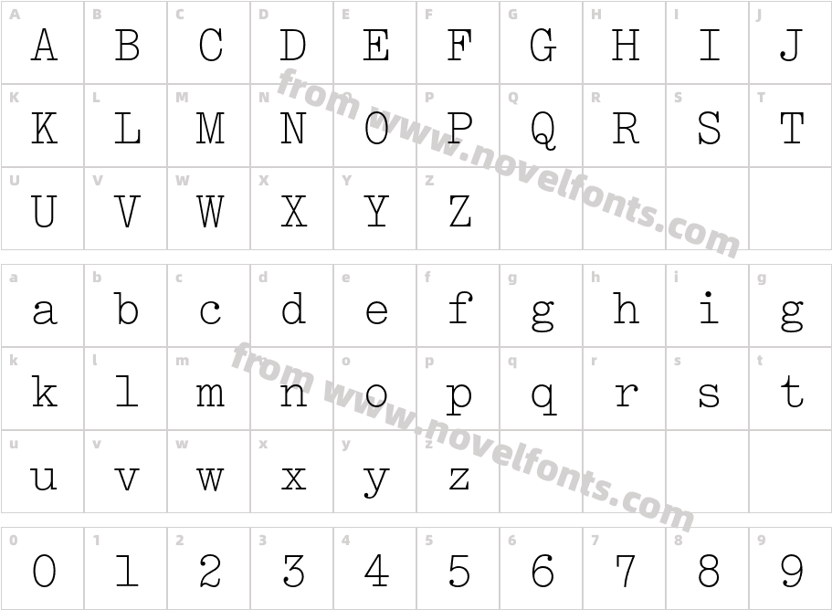 Typewriter EliteMT StdCharacter Map