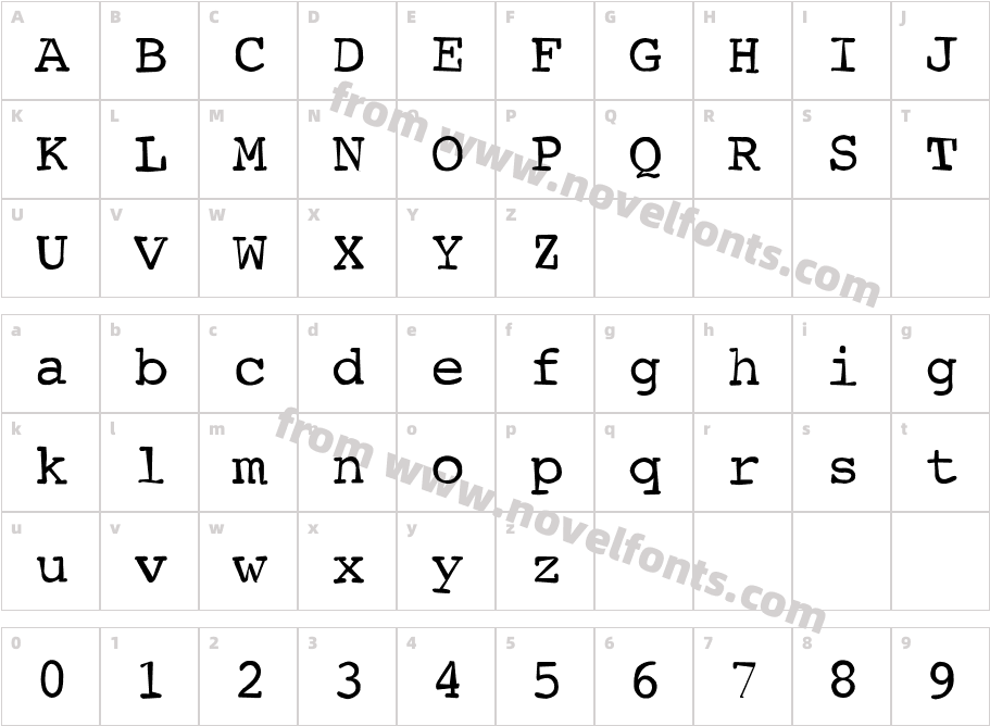 TypewriterScribbledCharacter Map