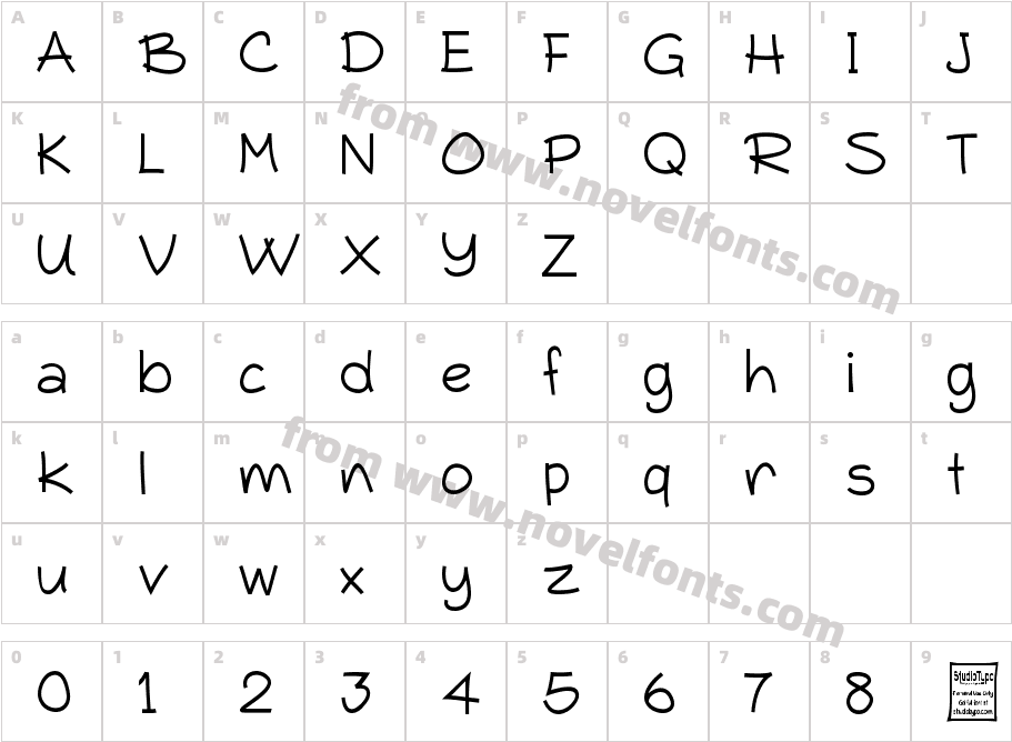 Typo Comica LightCharacter Map