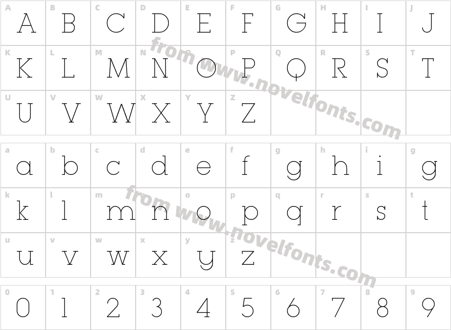 Typo GeoSlab Thin DemoCharacter Map