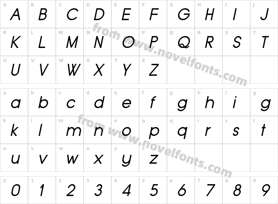 Typo Grotesk ItalicCharacter Map