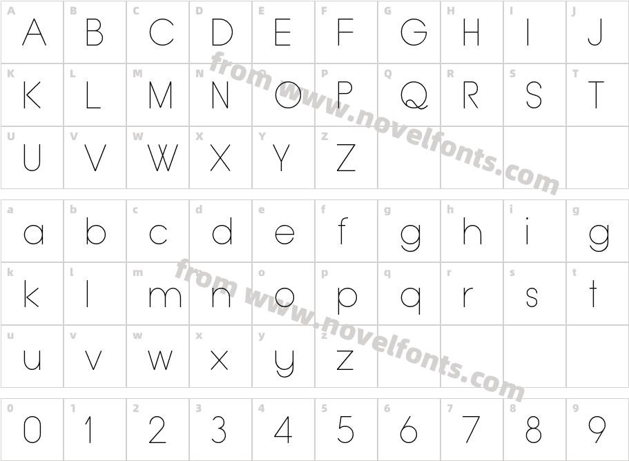 Typo Grotesk ThinCharacter Map