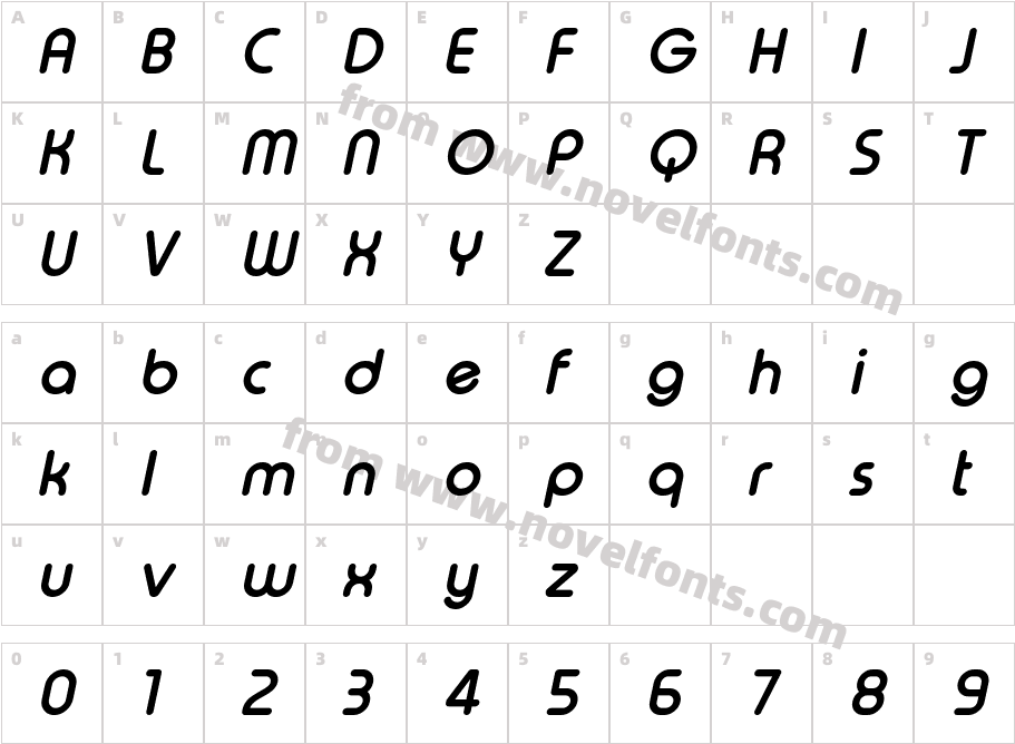 Typo Round Bold Italic DemoCharacter Map