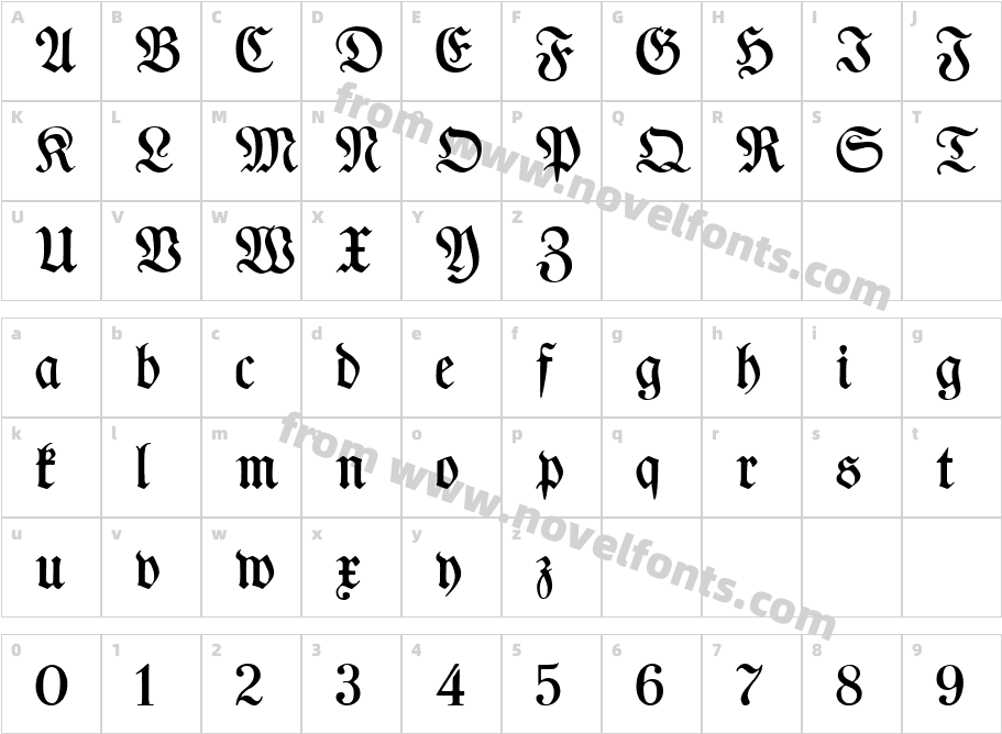 TypographerFraktur MediumCharacter Map