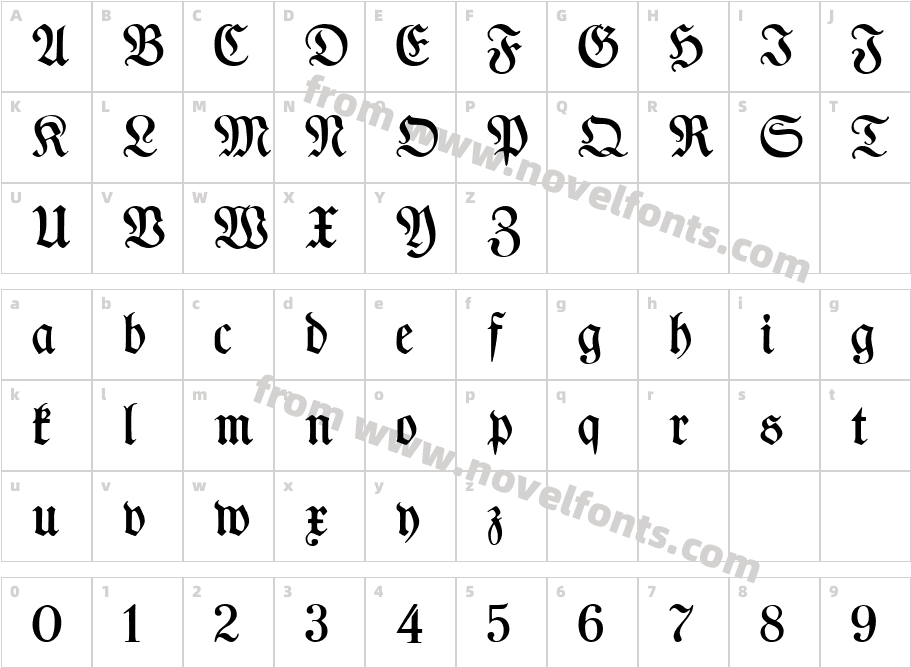 TypographerFraktur UNZ1 MediumCharacter Map