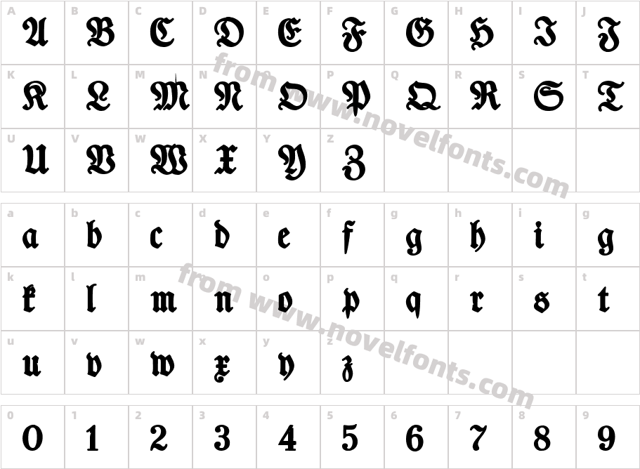 TypographerFrakturUNZ1Character Map