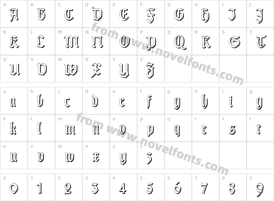 TypographerGotisch Schatten SCharacter Map