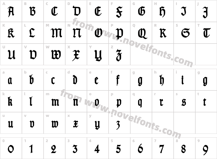 TypographerGotisch Schmal BoldCharacter Map