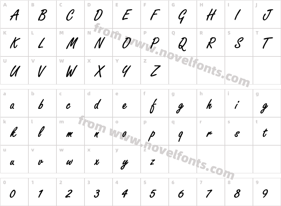 TyroScriptSSK BoldCharacter Map