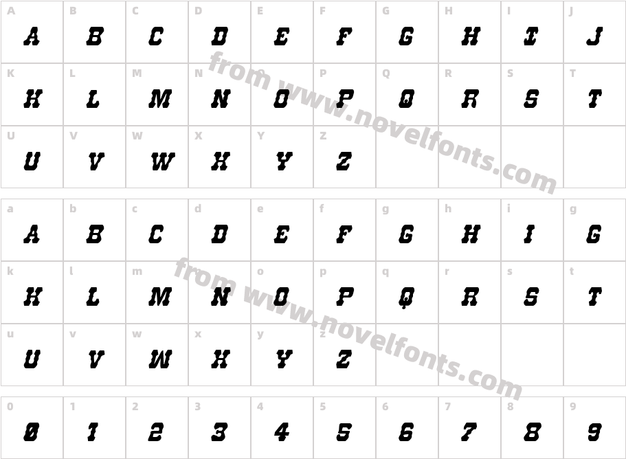 U.S. Marshal Condensed ItalicCharacter Map