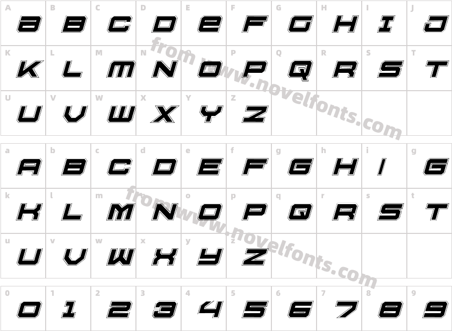 U.S.S. Dallas Academy ItalicCharacter Map