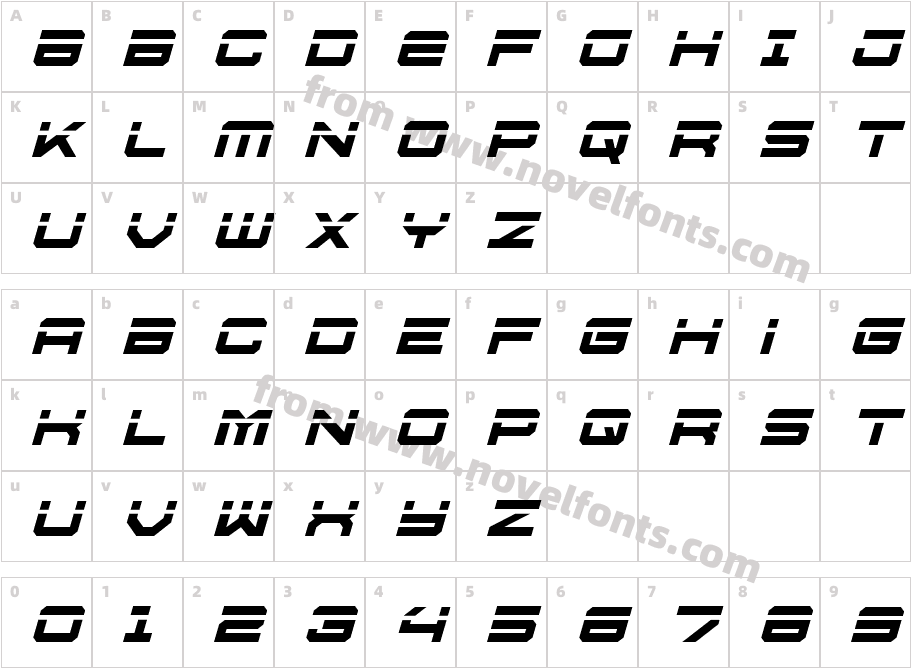 U.S.S. Dallas Laser ItalicCharacter Map