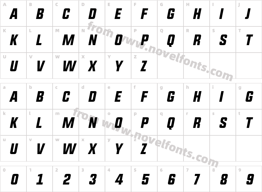 UPBOLTERS ItalicCharacter Map