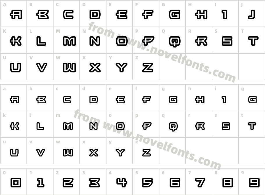 Ultra Bronzo OutlineCharacter Map