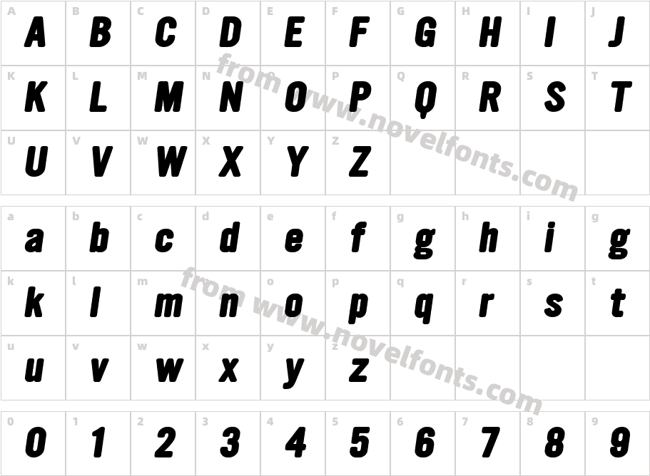 Ultramagnetic ExtraBoldObliqueCharacter Map