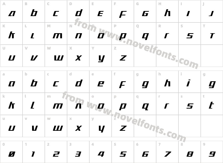 Ultramarines Condensed ItalicCharacter Map