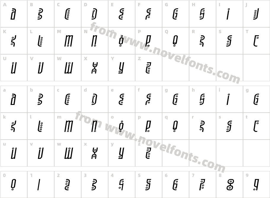 Underground Rose Expanded ItalicCharacter Map