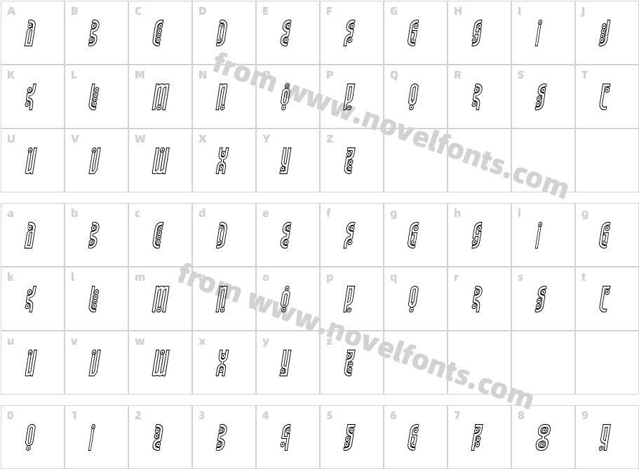 Underground Rose Outline ItalicCharacter Map