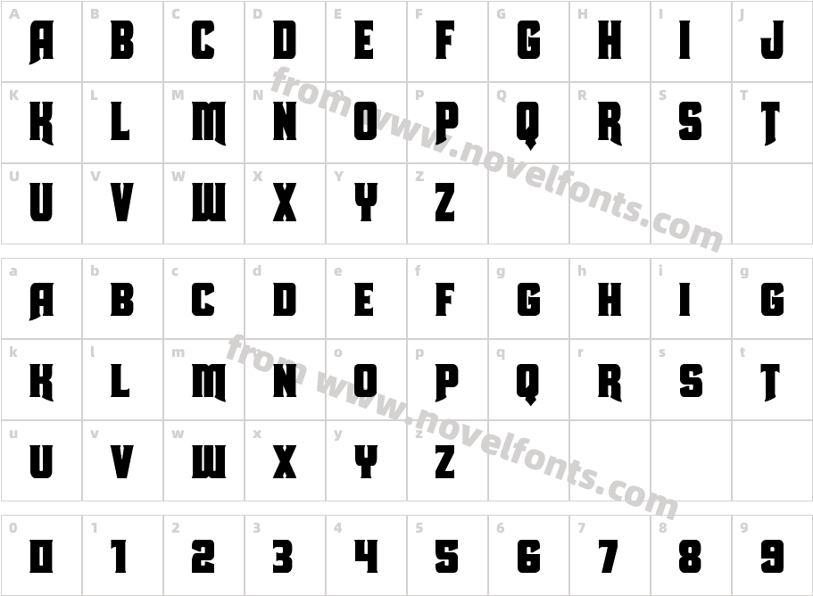 Union Gray CondensedCharacter Map