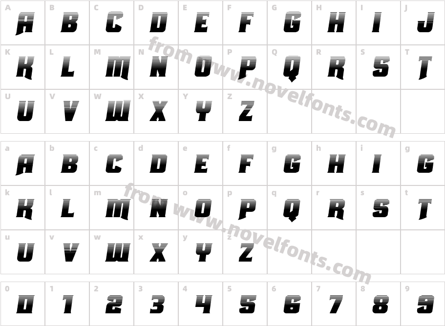 Union Gray Halftone Semi-ItalicCharacter Map