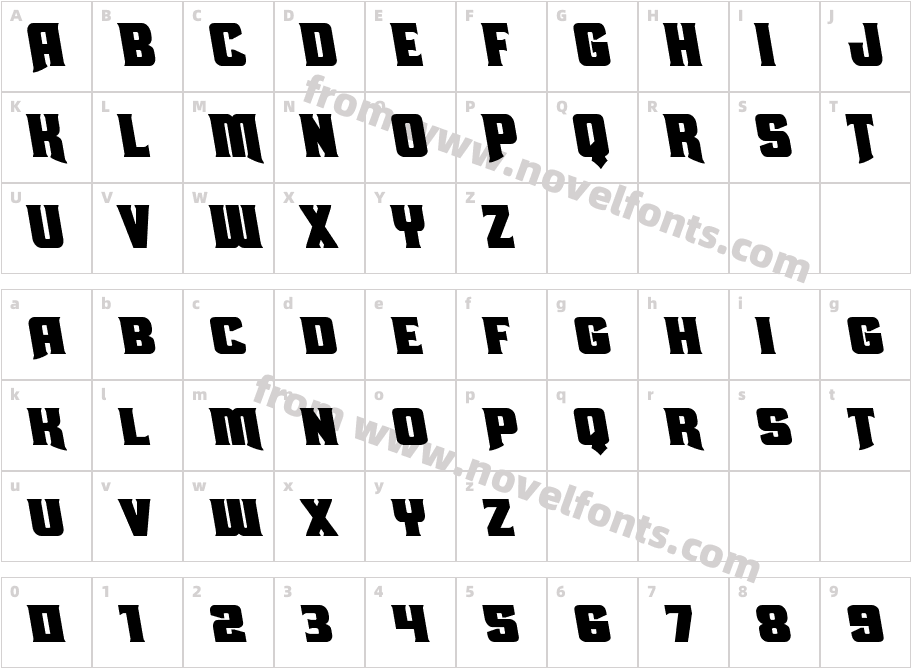 Union Gray LeftalicCharacter Map