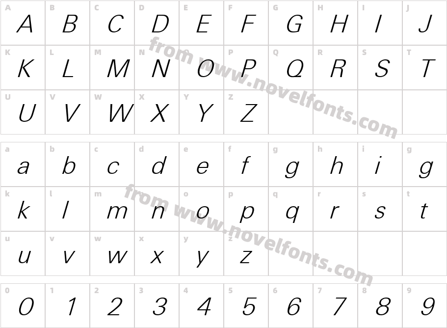 Unique Light ITALICCharacter Map