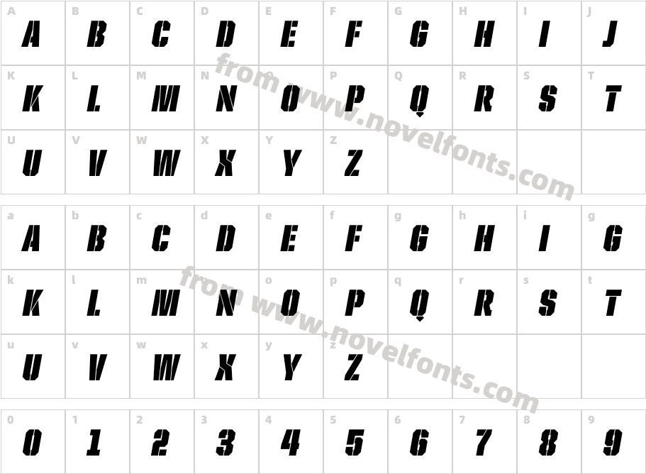 United Italic Cd StencilCharacter Map