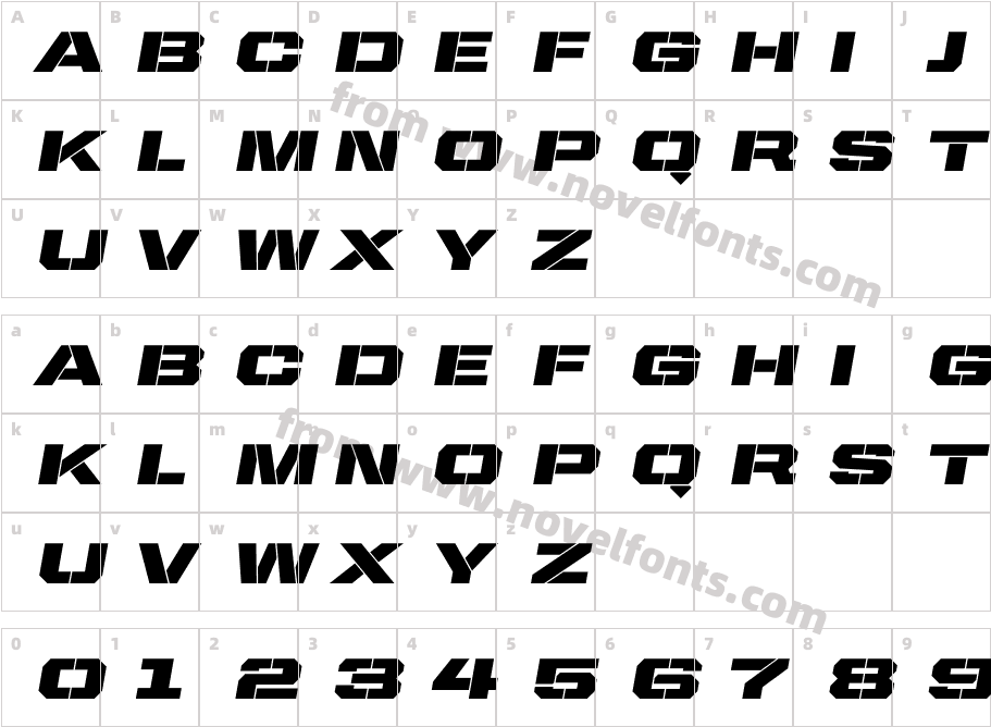 United Italic Ex StencilCharacter Map