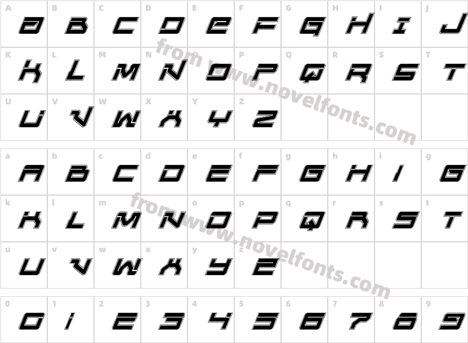 United Planets Academy ItalicCharacter Map