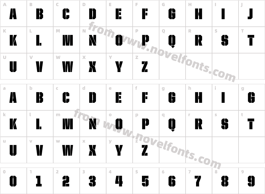 United Sans Cond StencilCharacter Map