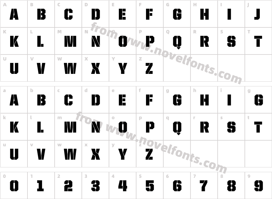 United Sans Semi Cond StencilCharacter Map