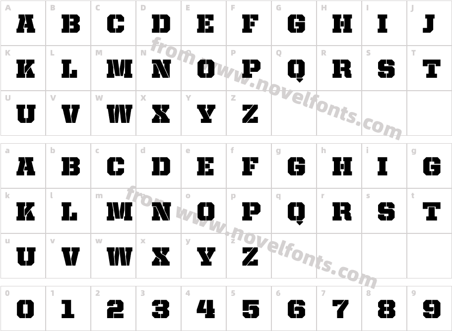 United Serif Reg StencilCharacter Map