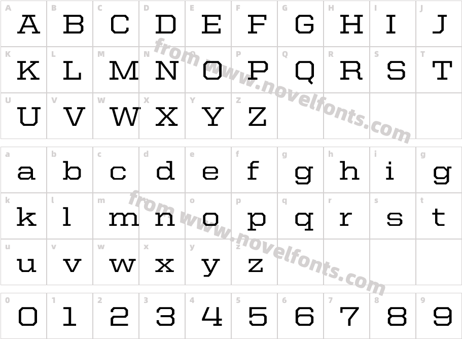 United Serif Semi Ext MediumCharacter Map