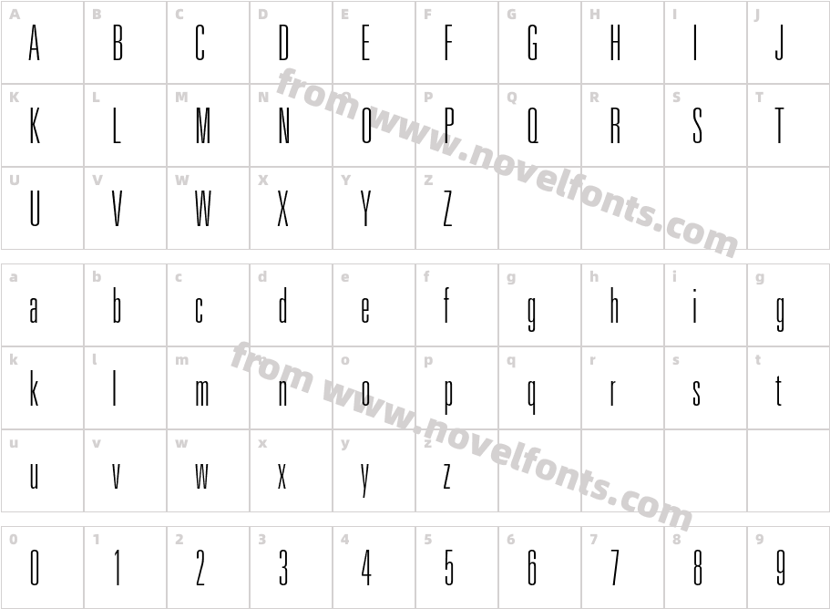 Univers LT Std 39 Thin UltraCnCharacter Map