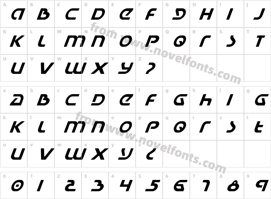 Universal Jack ItalicCharacter Map