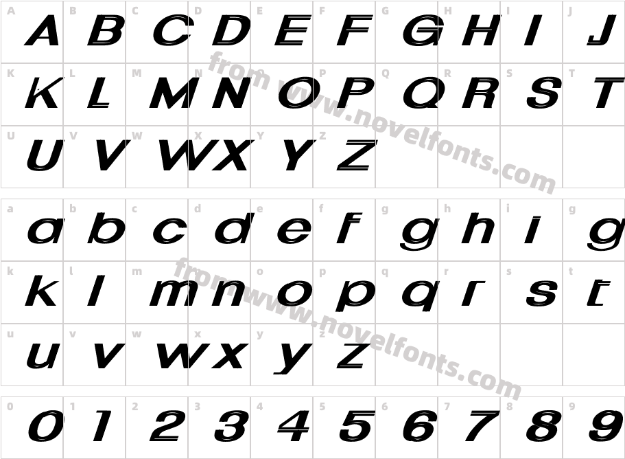 Uptight Wd Bold ItalicCharacter Map