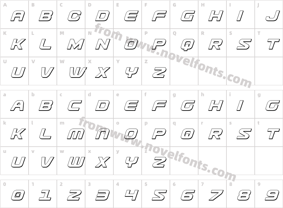 Usuzi 3D ItalicCharacter Map