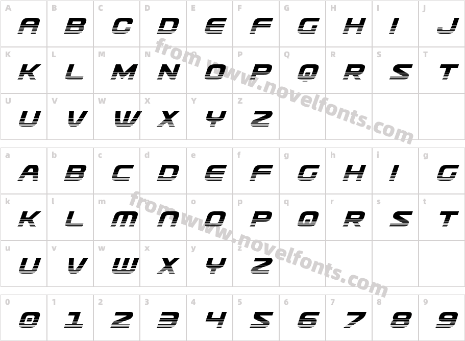 Usuzi Halftone ItalicCharacter Map