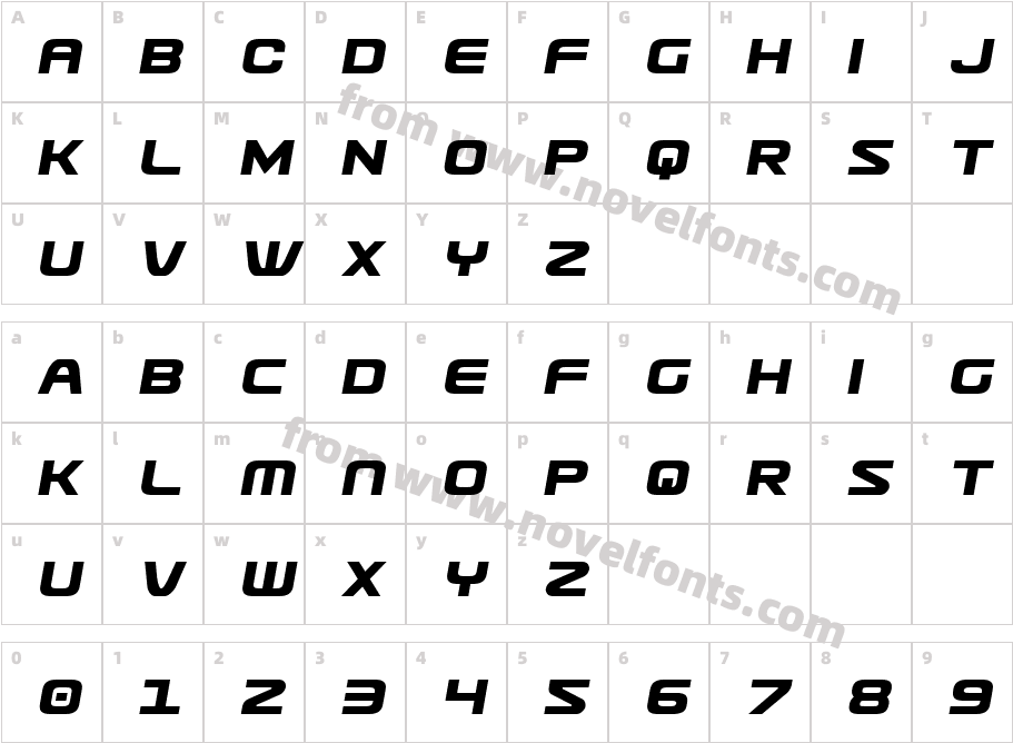 Usuzi Semi ItalicCharacter Map