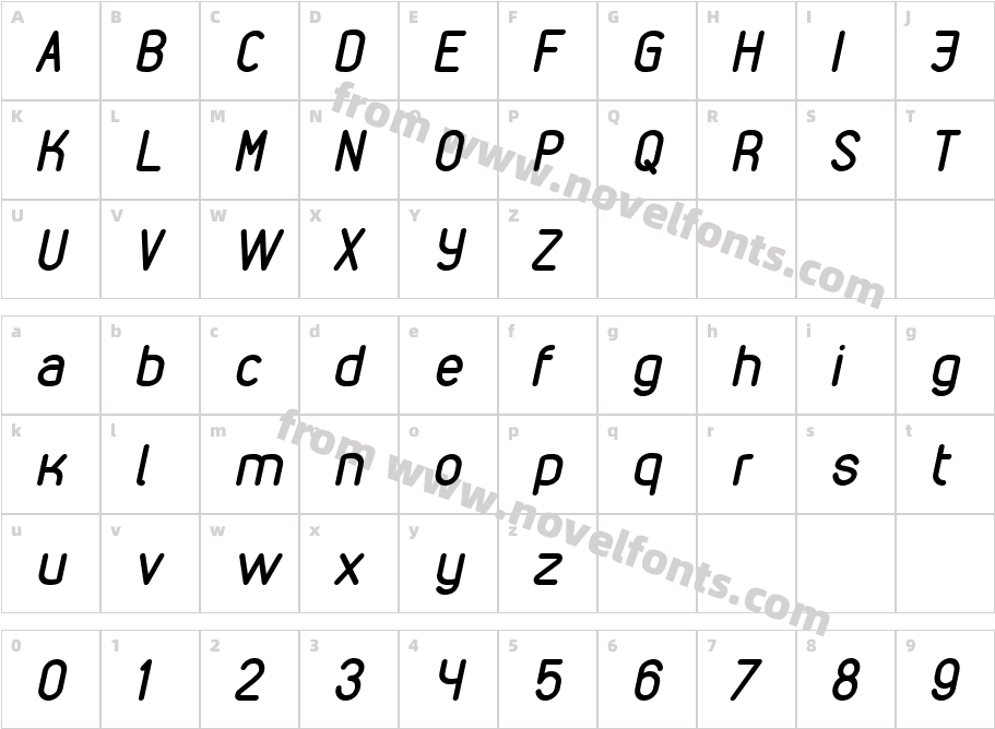 VDS ItalicCharacter Map