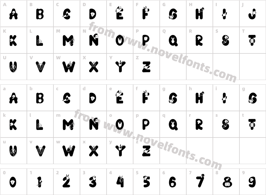 VEGETABLESRegularCharacter Map