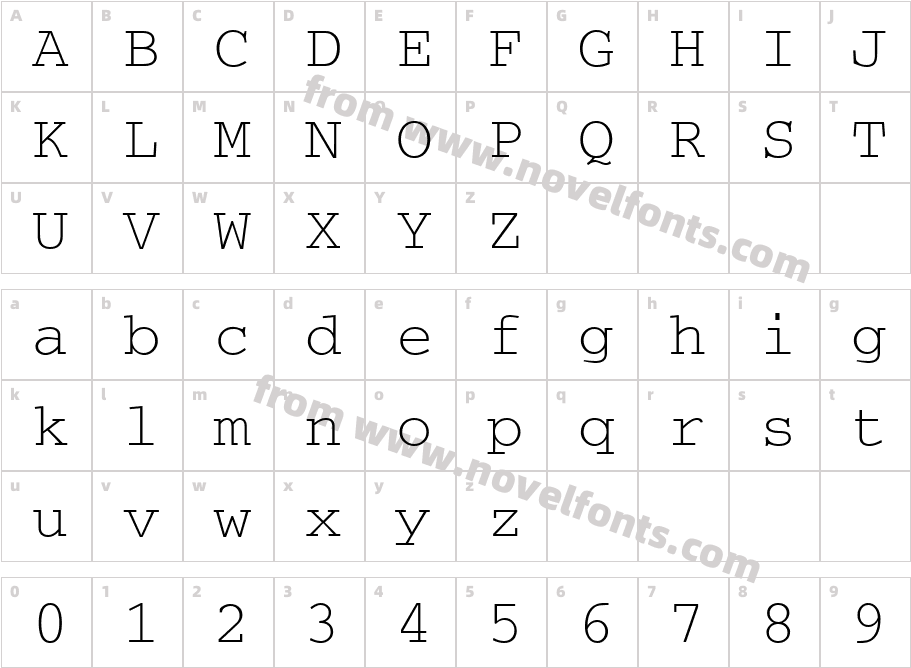 VNI-CouriCharacter Map