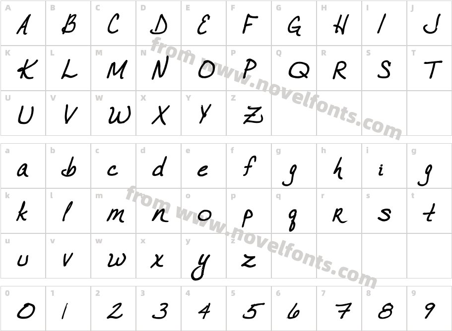 VTC JoeleneHand Bold ItalicCharacter Map